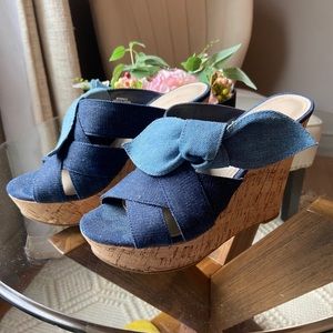 Marc Fisher wedges . Denim. Size 7